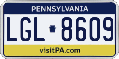 PA license plate LGL8609