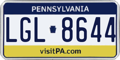 PA license plate LGL8644