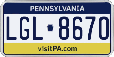 PA license plate LGL8670