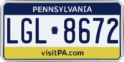 PA license plate LGL8672