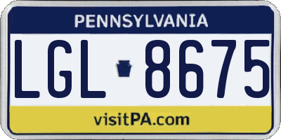 PA license plate LGL8675