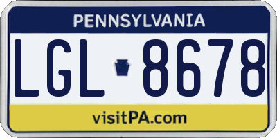 PA license plate LGL8678
