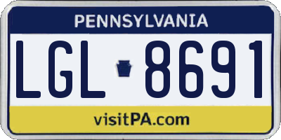 PA license plate LGL8691