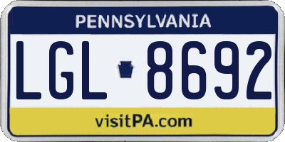 PA license plate LGL8692