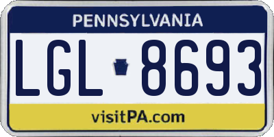 PA license plate LGL8693