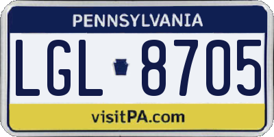 PA license plate LGL8705
