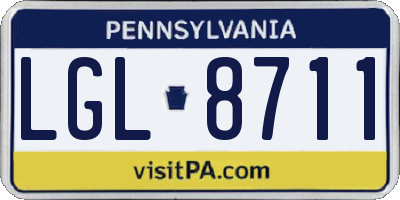 PA license plate LGL8711