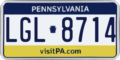 PA license plate LGL8714