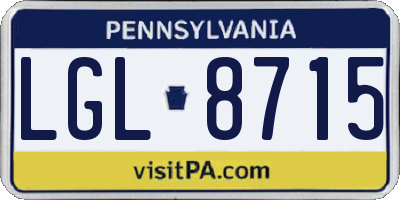 PA license plate LGL8715
