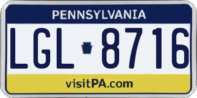 PA license plate LGL8716