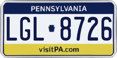 PA license plate LGL8726
