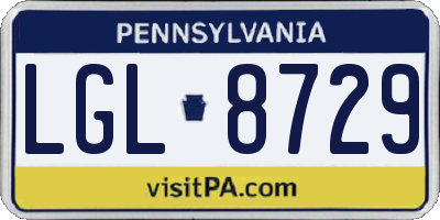 PA license plate LGL8729