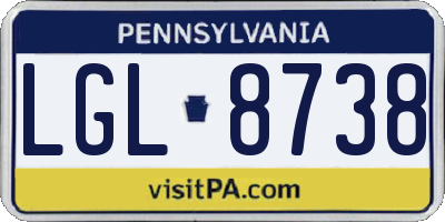 PA license plate LGL8738