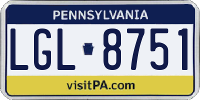 PA license plate LGL8751