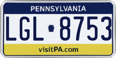 PA license plate LGL8753