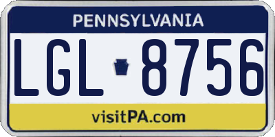 PA license plate LGL8756