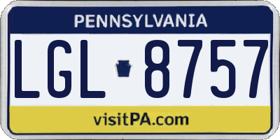 PA license plate LGL8757