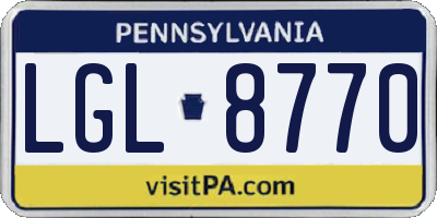 PA license plate LGL8770