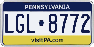 PA license plate LGL8772