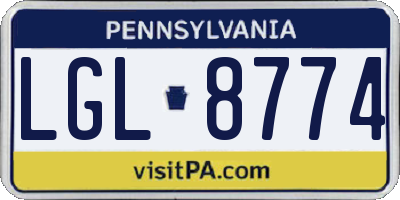 PA license plate LGL8774