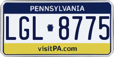 PA license plate LGL8775