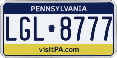 PA license plate LGL8777