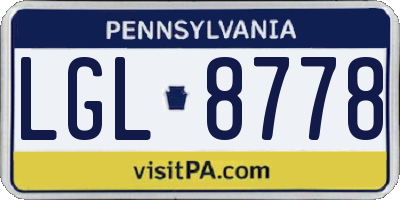PA license plate LGL8778