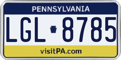 PA license plate LGL8785