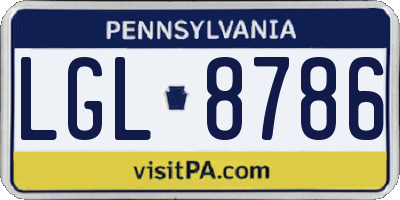 PA license plate LGL8786