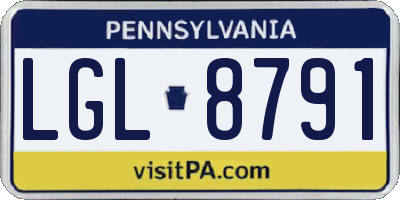PA license plate LGL8791