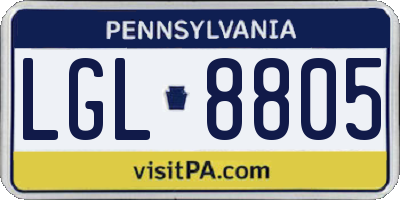 PA license plate LGL8805