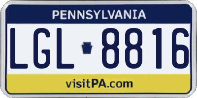 PA license plate LGL8816