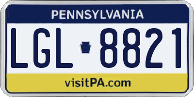 PA license plate LGL8821