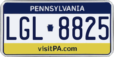 PA license plate LGL8825