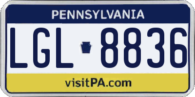PA license plate LGL8836