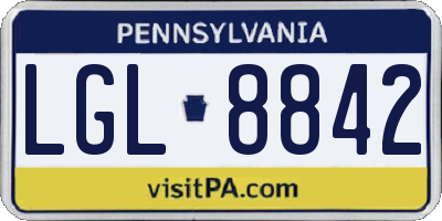 PA license plate LGL8842