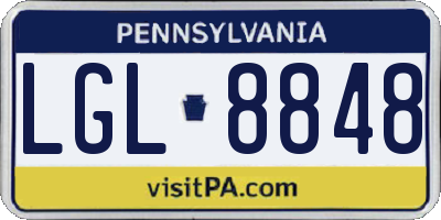 PA license plate LGL8848