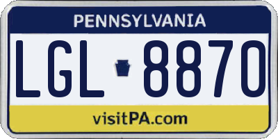 PA license plate LGL8870