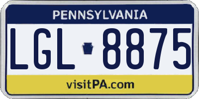 PA license plate LGL8875