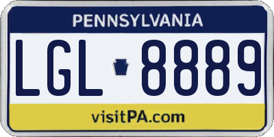 PA license plate LGL8889