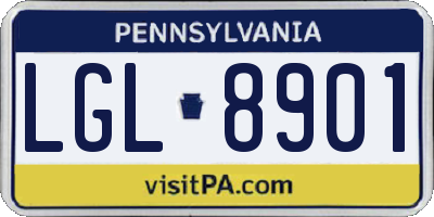 PA license plate LGL8901