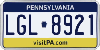 PA license plate LGL8921