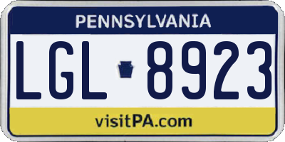 PA license plate LGL8923