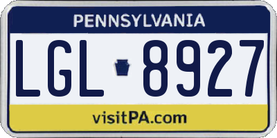 PA license plate LGL8927