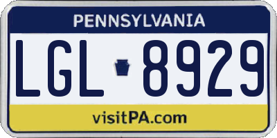 PA license plate LGL8929