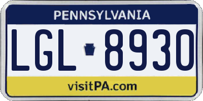 PA license plate LGL8930