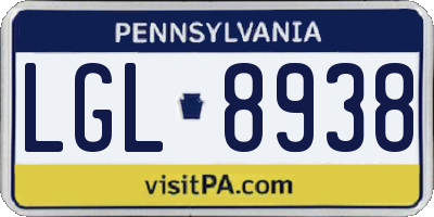 PA license plate LGL8938