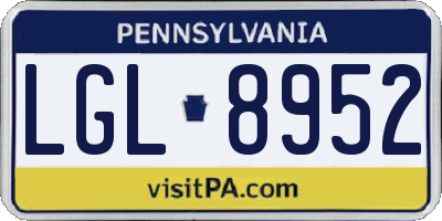PA license plate LGL8952