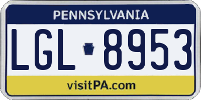 PA license plate LGL8953