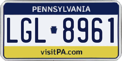 PA license plate LGL8961
